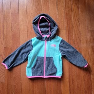 The North Face baby zip up hoodie teal gray pink size 6-12 months